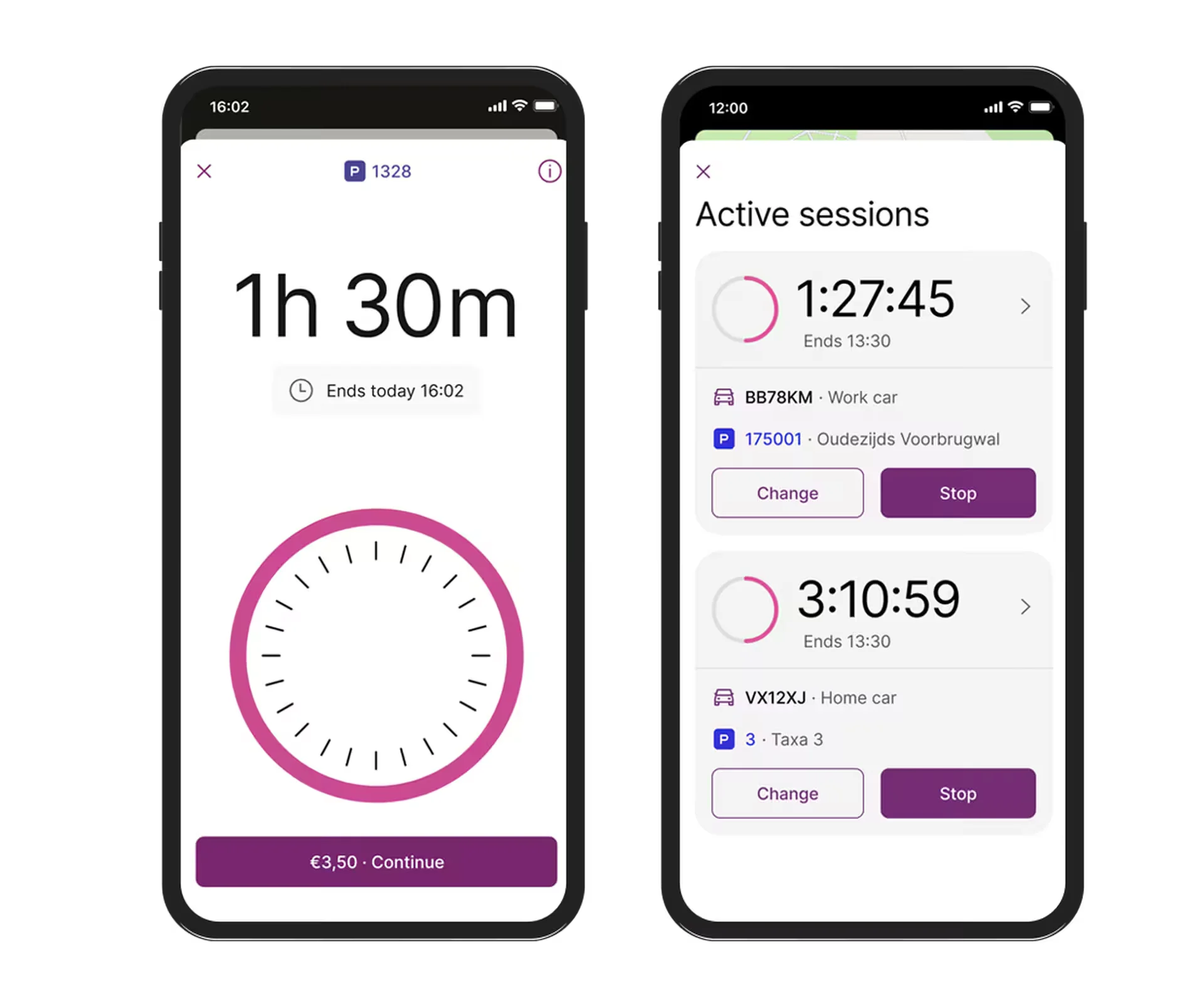 Schermate dell’app EasyPark per gestire la sosta dal telefono