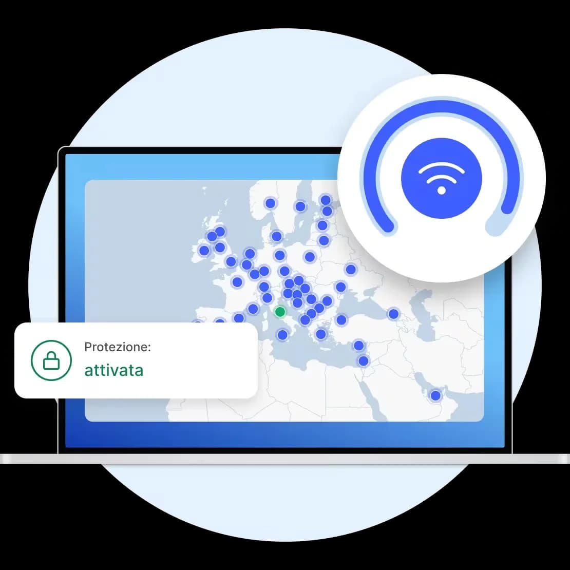 Laptop con la connessione NordVPN attiva