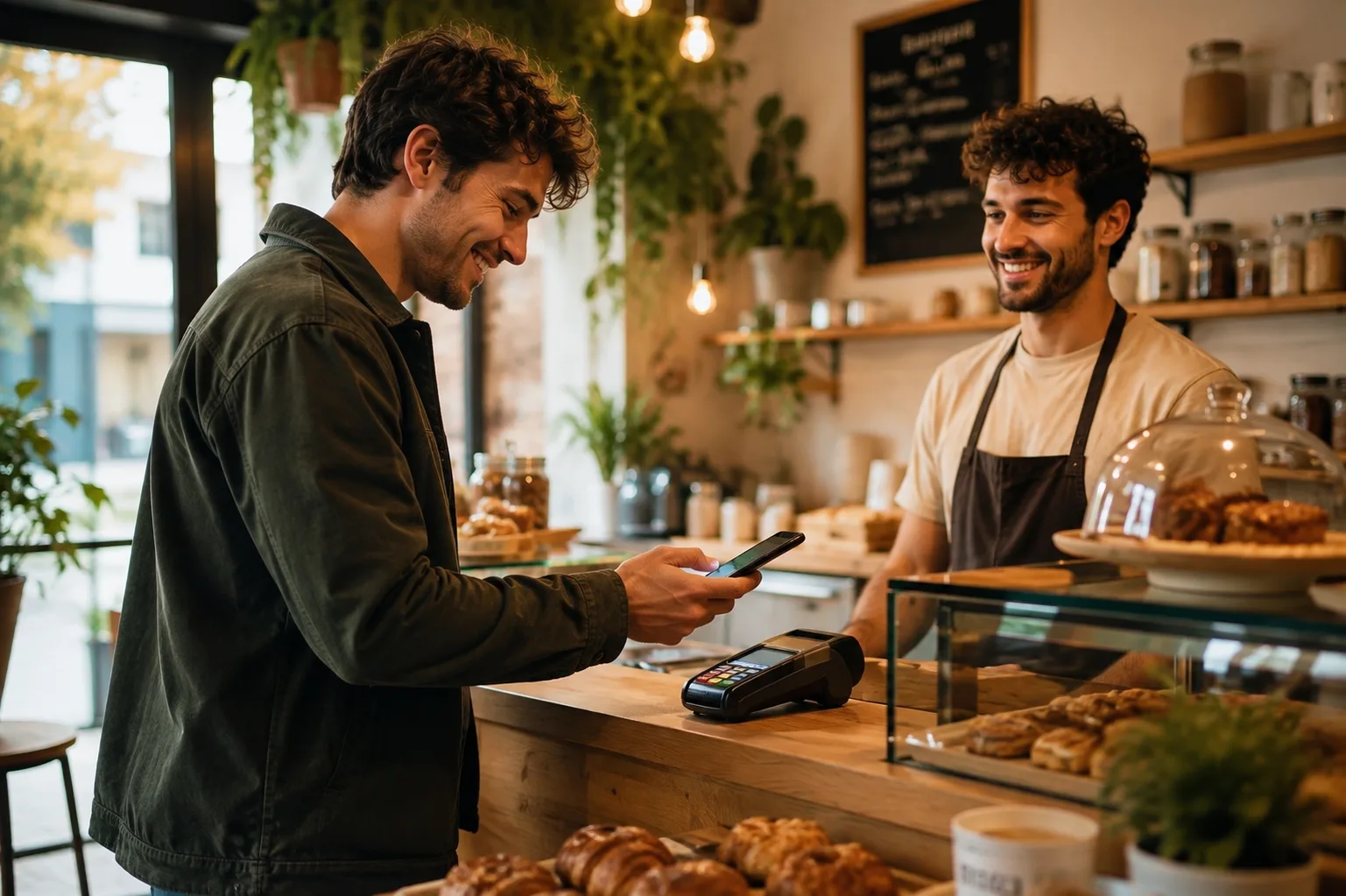Pagamento con smartphone in un negozio