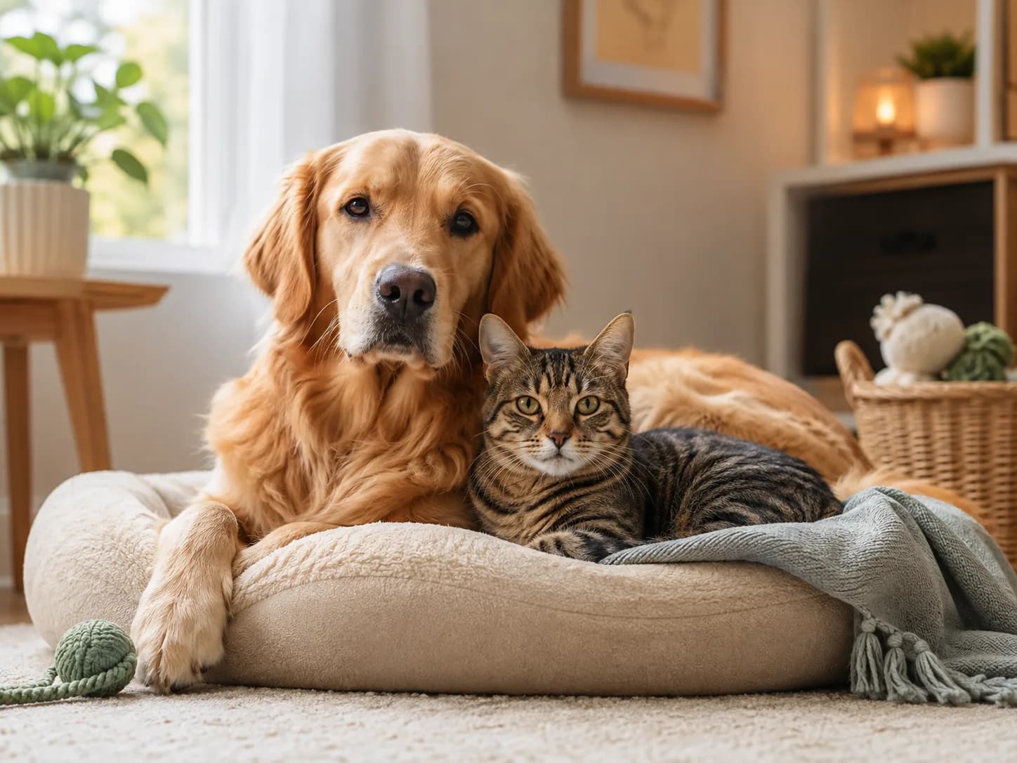 Cane e gatto insieme in casa