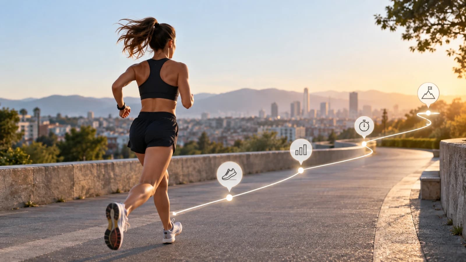 Runner durante un allenamento con percorso e obiettivi di corsa, esempio di piano personalizzato Runna